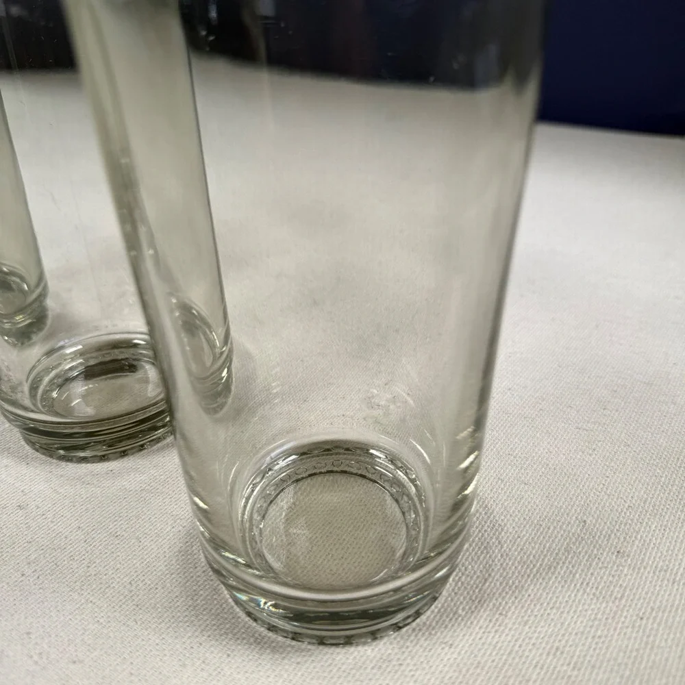 Villeroy & Boch Smoke Grey Glass Tumblers Set of 4 Beaded Base Highball Glasses